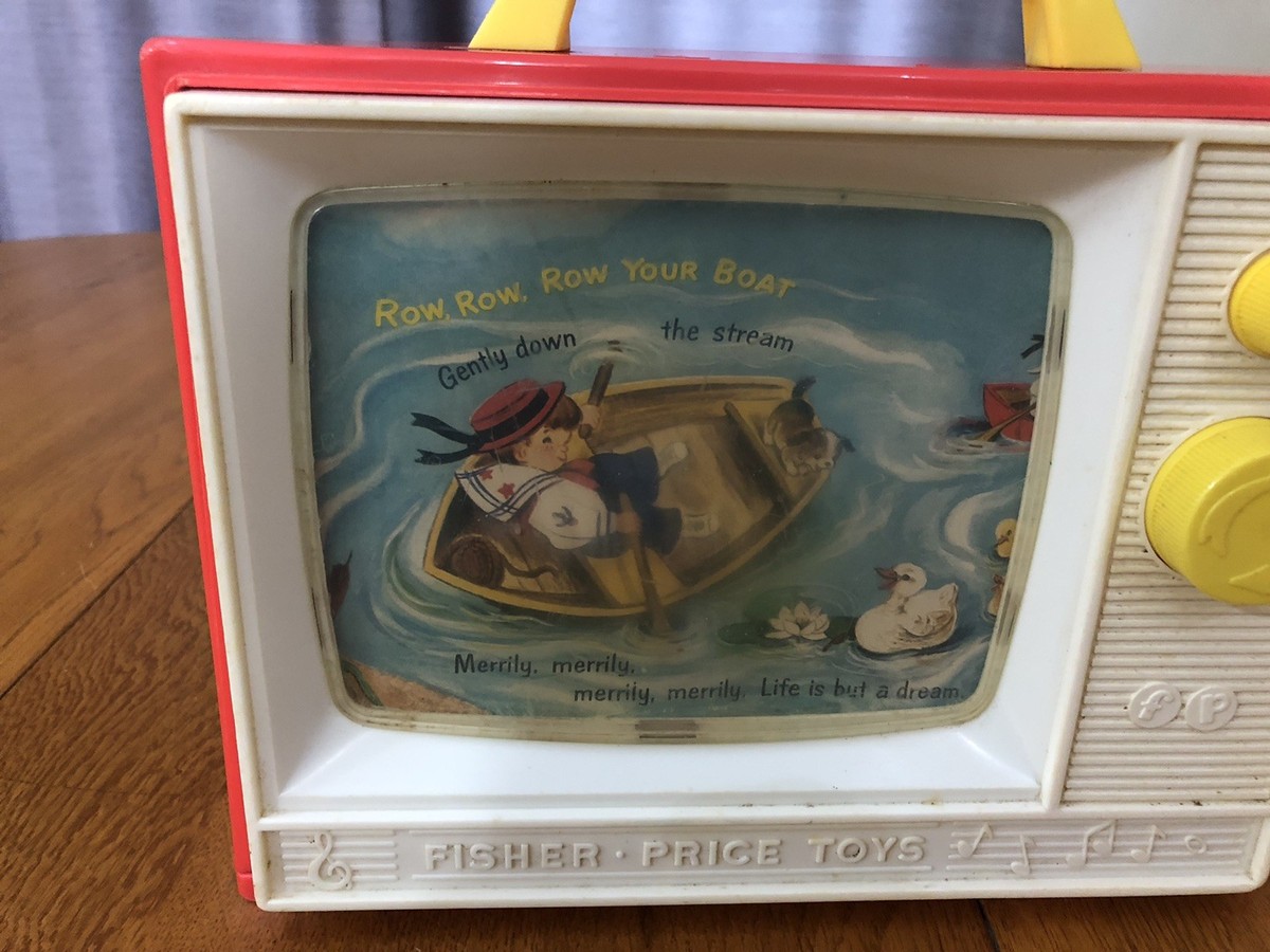 VTG 1966 FISHER PRICE TWO TUNE MUSIC BOX TV #114 LONDON BRIDGE/ROW