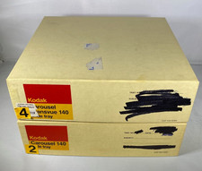 Vintage Pair Kodak Carousel Transvue 140 Projector 35mm Slide Tray Original Box
