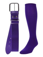 Youth Baseball Softball Socks And Belt Combo Set Small Purple Tck