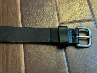 Marc Jacobs Black Leather Casual Belt Matte Silver Buckle