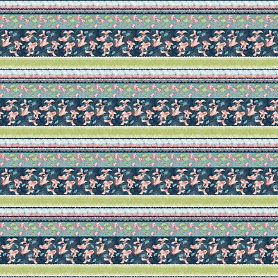Studio E Koi Garden Border Stripe Multi Fabric By The Yard