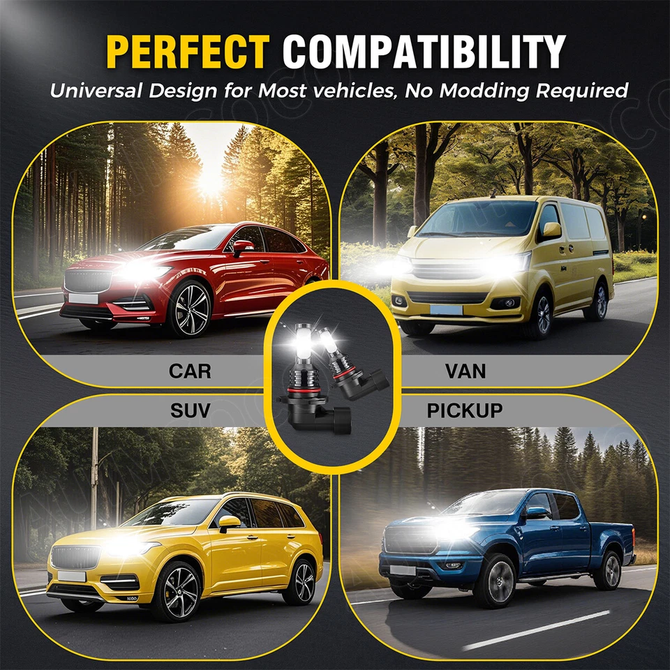 For Ford Police Interceptor Utility 2013-2019 9005 LED Headlight Bulbs High Beam - Image 3 of 4