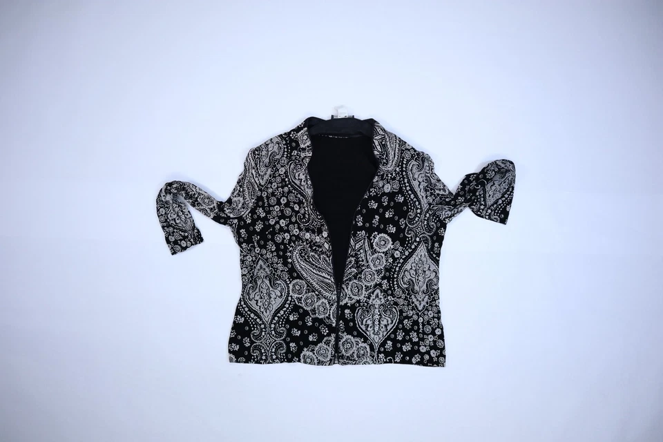 Chaqueta Alex Evenings Mujer Negra Plateada Estrás Manga Larga Cremallera XL Foto 3 de 4