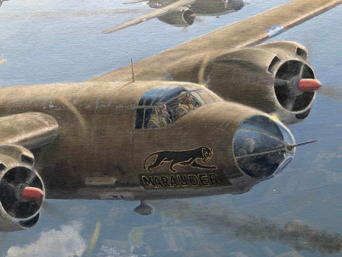 Original Aviation Art: B-26 Marauder WWII Bomber original oil
