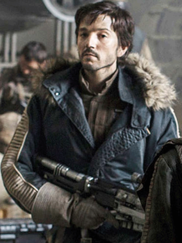 Handmade Star Wars Rogue One Captain Cassian Andor Blue Hooded Parka ...