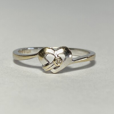 ZEN 18K White Gold Heart .01ct Diamond Size 7 Ring 2.0g