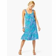 Lilly Pulitzer Collins Tank Dress Tiered Ruffle Printed Resort Cotton XXS 230482