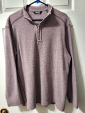 Kirkland Signature Men  s Size Medium Pullover 1/4 Zip Sweater Purple Striped