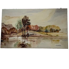VINTAGE landscape original hand painted oil PAINTING  by W L Fenner listed