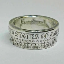 Coin ring handcrafted  from 1964 silver KENNEDY JFK  US HALF DOLLAR sizes  7-14