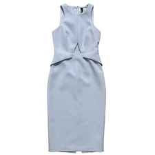 TOPSHOP Women’s 4 Blue Cut Out Bodycon Pencil Dress Sleeveless Scuba READ