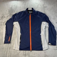 Sun Mountain Rainwear Jacket Mens Medium Blue Orange White Tour Series Full Zip