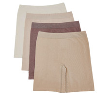 Breezies Set of 4 Cotton Long Line Panty Briefs 3X Neutral A475754