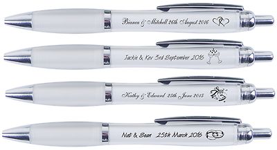 Custom Personalised Pens x 50 wedding favours UK