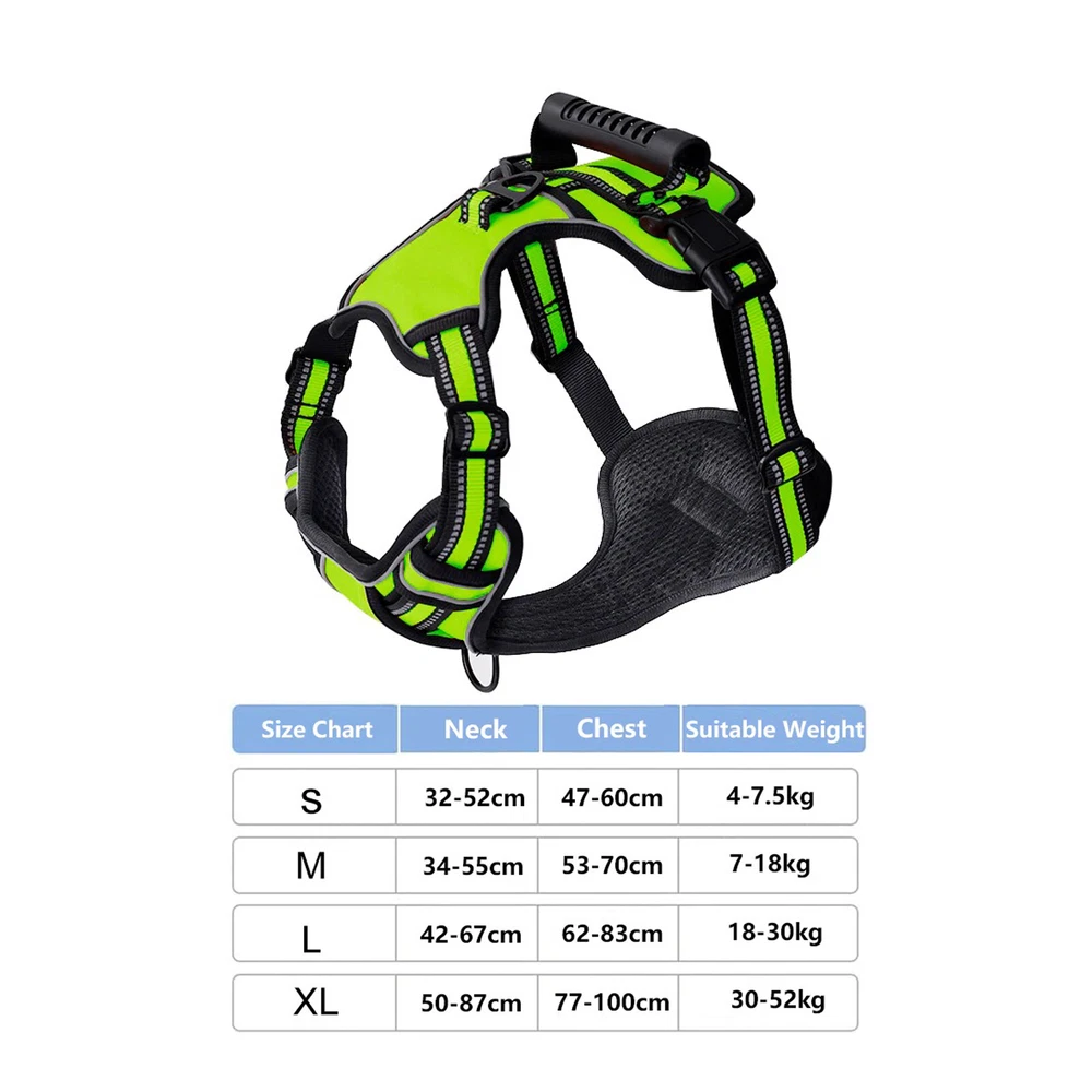 Dog Harness No Pull Breathable Reflective Pet Harness Leash Collar For S To XL