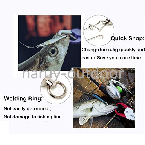 20/50PCS Fishing Snap Swivels Duo Lock Ball Bearing Swivel Snap Stainless Steel - Picture 7 of 17