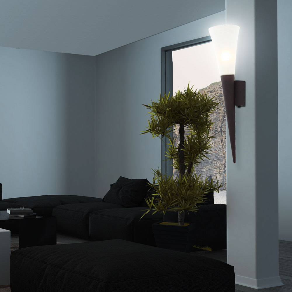 2x Led Wand Spot Fackel Leuchte Rgb Fernbedienung Lampe Dimmbar Rostfarbe Diele