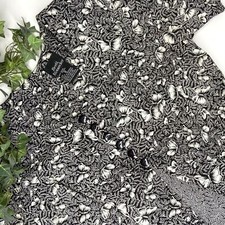 Brett Alixander Vintage Black White Butterfly Maxi Split Front Dress size 10