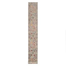 2'6" x 23'10" Beige Wool and Silk Hand Knotted Vase Design XL Runner Rug R90963