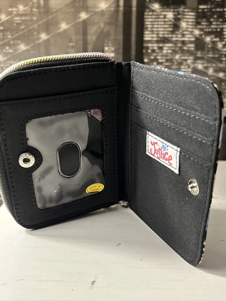 Vintage Justice Wallet Coin Purse Anime Unicorn Rainbow Zipper Black - Image 2 of 4