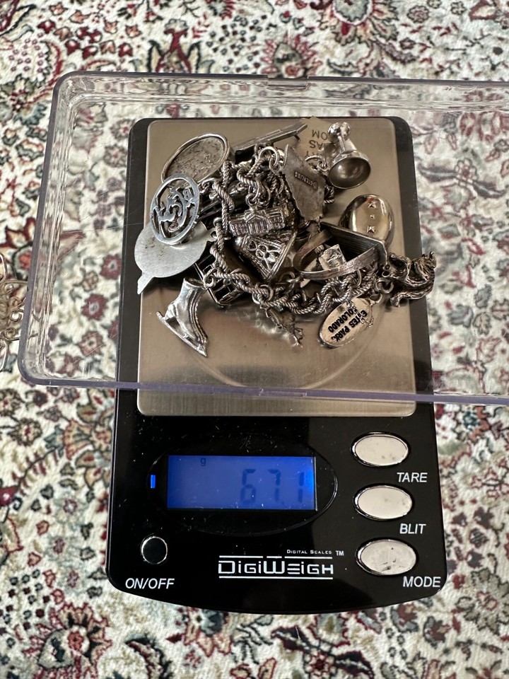 Sterling Silver Charm Bracelet w/ HTF Charms like 1944 Error Dime ...