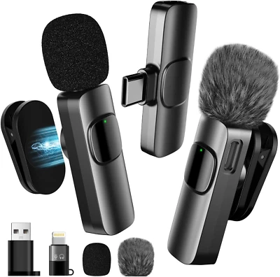 Bybrutek Upgraded 3-In-1 Wireless Lavalier Microphone with an Adjustable Collar