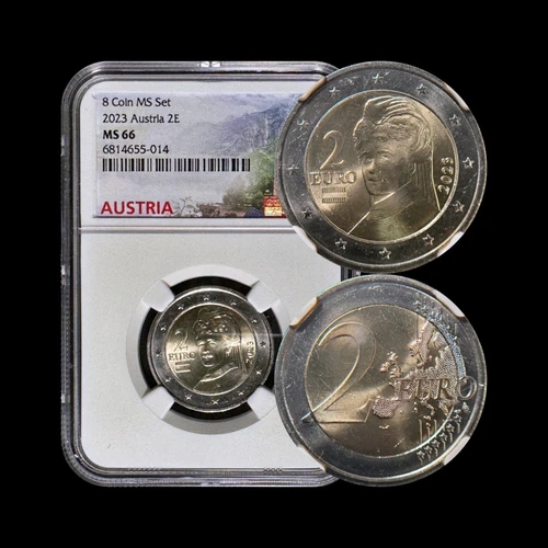 AUSTRIA. 2023, 2 Euro - NGC MS66 - Bertha von Suttner, Nobel Laureate 14