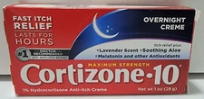 Cortizone 10 Maximum Strength Overnight Crème Itch Relief 1 oz Lavender Scent
