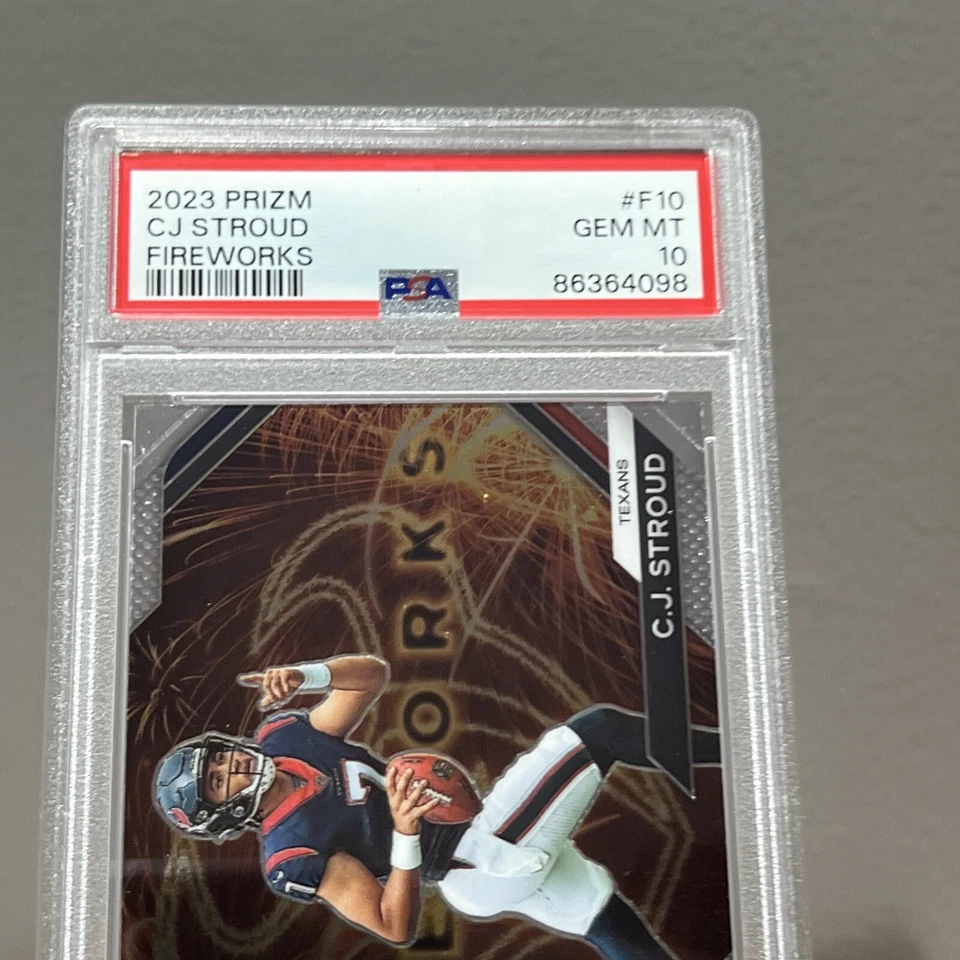 C.J. STROUD 2023 PANINI PRIZM FIREWORKS ROOKIE RC PSA 10 GEM MINT - Image 2 of 4