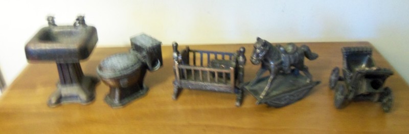 5 Metal Pencil Sharpeners: BABY BUGGY Rocking Horse CRADLE Toilet SINK