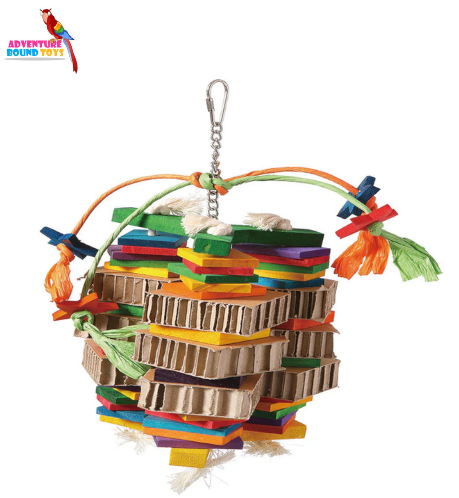 ADVENTURE BOUND TRIPLE DYNAMITE HANGING CAGE BIRD TOY AFRICAN GREY SHRED GNAW