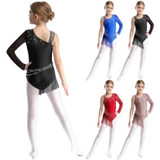 Kids Girls Bodysuit Gymnastics Leotard Ballroom Dancewear Ballerina Performance
