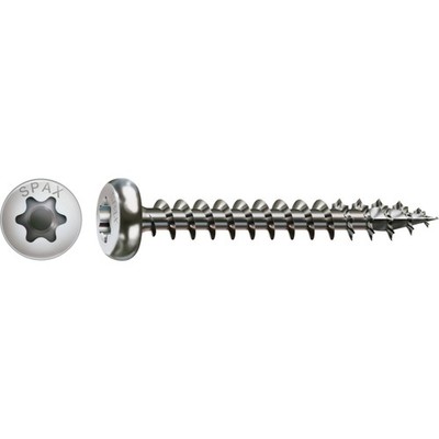 SPAX Edelstahlschraube, 4 x 25 mm, 200 Stück, Vollgewinde, Halbrundkopf, T-STAR
