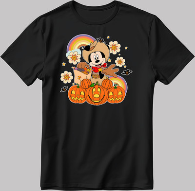 Halloween Mickey Mouse Minnie Mouse Men's/Women's Cotton Tee V060