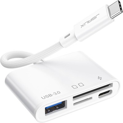 JSAUX USB C SD Kartenleser mit USB 3.0 Port & Ladeanschluss 4-in-1 Micro SD Card