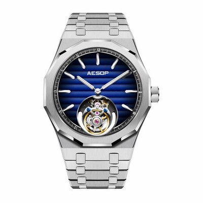 Aesop Manual Tourbillon Mechanical Sapphire Man Watch Luxury Gradient Dial 7057