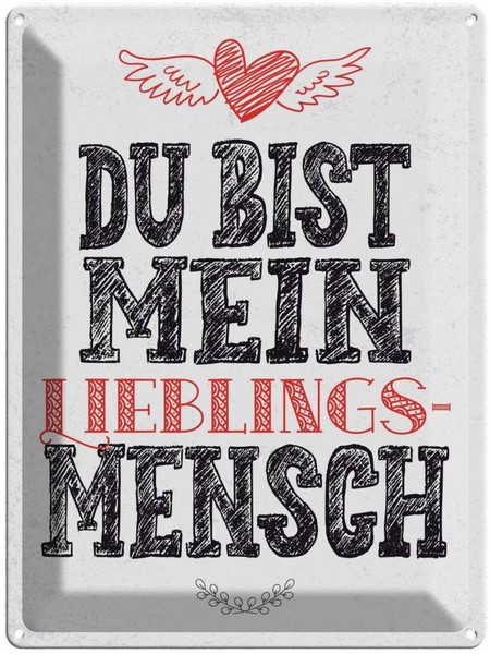 Blechschild 40X30 Cm Du Bist Mein Lieblingsmensch Rot Spruch Zitat Deko Geschenk-image