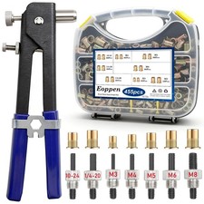 455Pcs Rivet Nut Tool Kit, Rivnut Tool Kit with 7 SAE and Metric Mandrels 10...