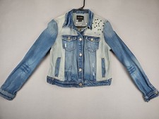 DKNY Jeans Denim Jacket Women s Size Medium Blue Rivets Two Tone