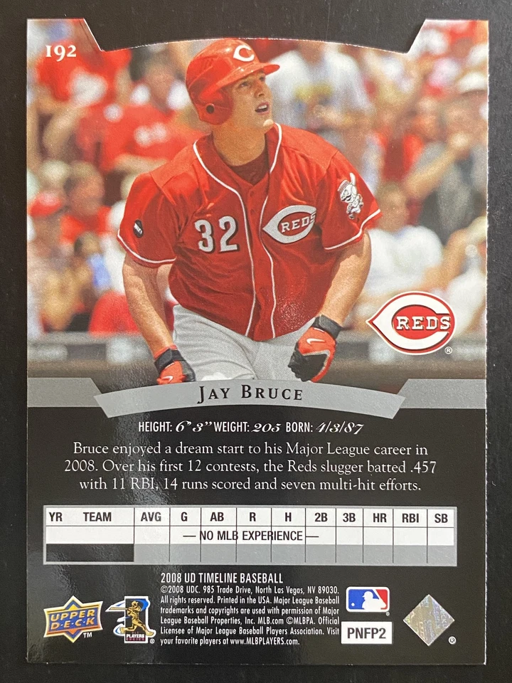 Jay Bruce 2008 Upper Deck Timeline Top Prospects Cincinnati Reds #192 - Image 2 of 2