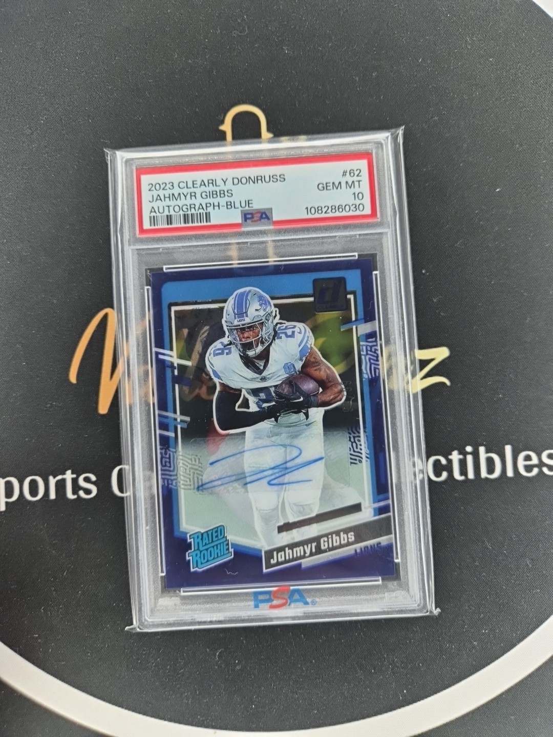 Jahmyr Gibbs Panini Clearly Donruss #62 Autograph-Blue