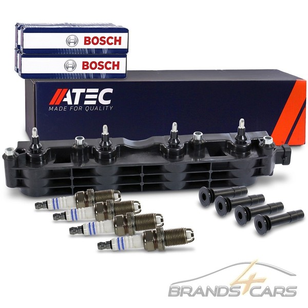 Atec ZÜNdspule + 4X Bosch ZÜNdkerze FÜR Opel Astra Corsa Meriva Zafira A Vectra-image