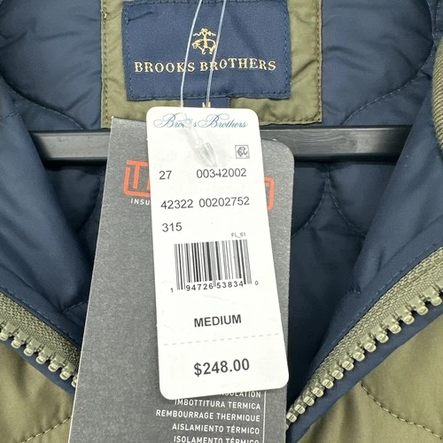NWT Brooks Brothers Thermore Insulated Onion Quilted Jacket Medium Green NWT image 9