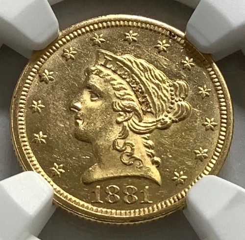 1881 Quarter Eagle $2.50 Gold- NGC MS61!  LOW mintage (640)Type Coin!