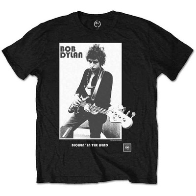 Offiziell lizenziertes schwarzes Herren-T-Shirt Bob Dylan Blowin In The Wind Bob Dylan