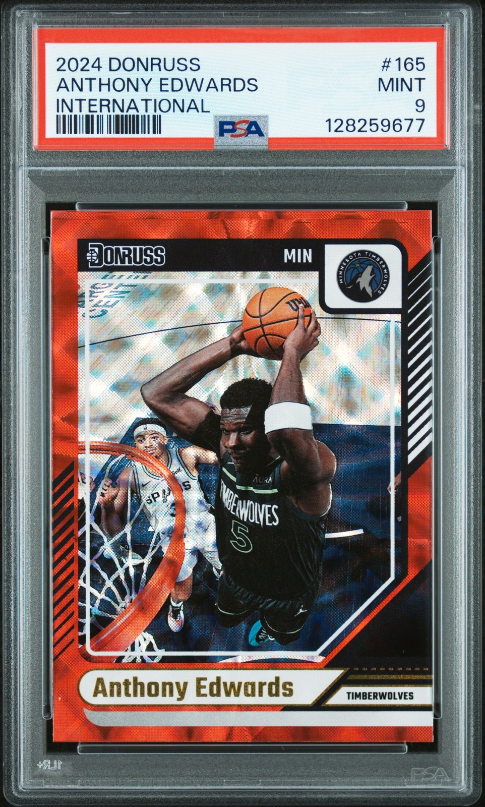 2024 PANINI DONRUSS INTERNATIONAL #165 ANTHONY EDWARDS PSA 9
