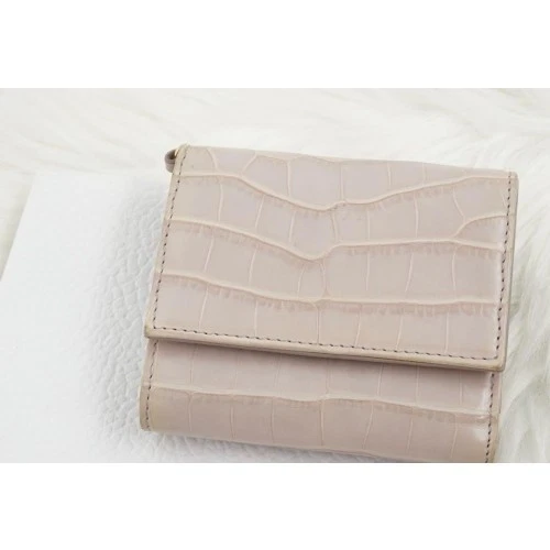 Tri fold wallet Christian Dior crocodile embossed pink Very good condition FS JP