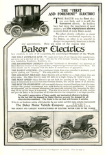 1910 Original Baker Electric Vehicles Ad. 3 Models Displayed + Peerless Car Ad
