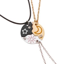 3 Pcs Set BFF Necklace Best Friend Necklaces for 3 Split Heart Engraved Weirdo 1