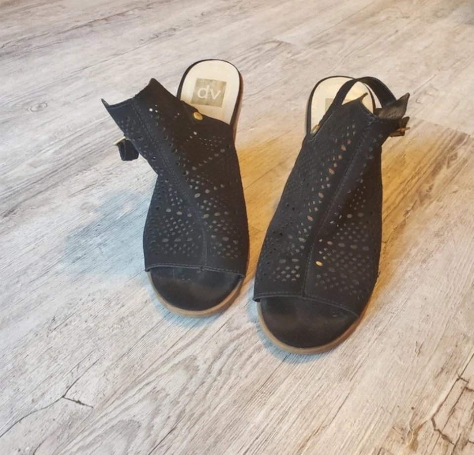 Dolce Vita DV Gamuza Peep Toe Botines Talla 9 Bohemio Eslinga Trasera Correa Ajustable Foto 3 de 4